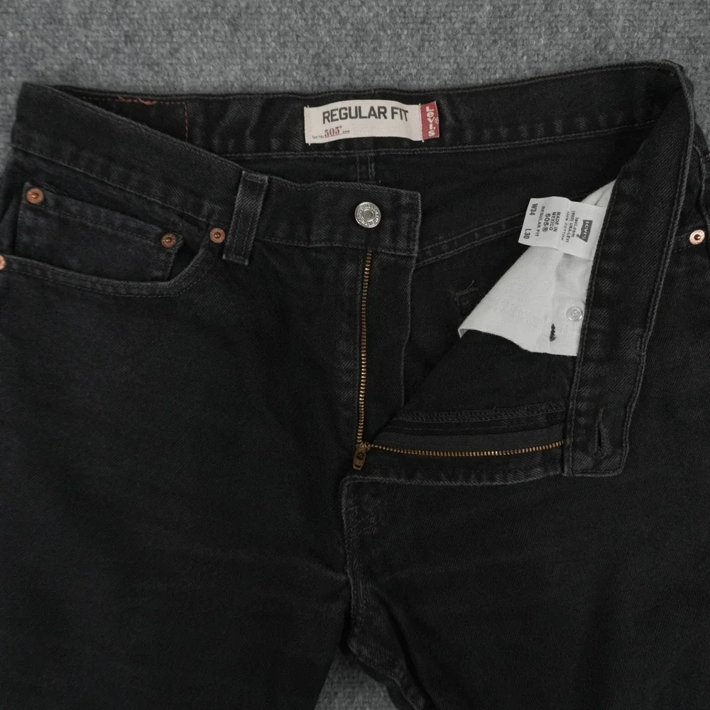 Levi's 505‎ Regular Fit Jeans Mens 34x30 Black Straight Leg Denim Pants